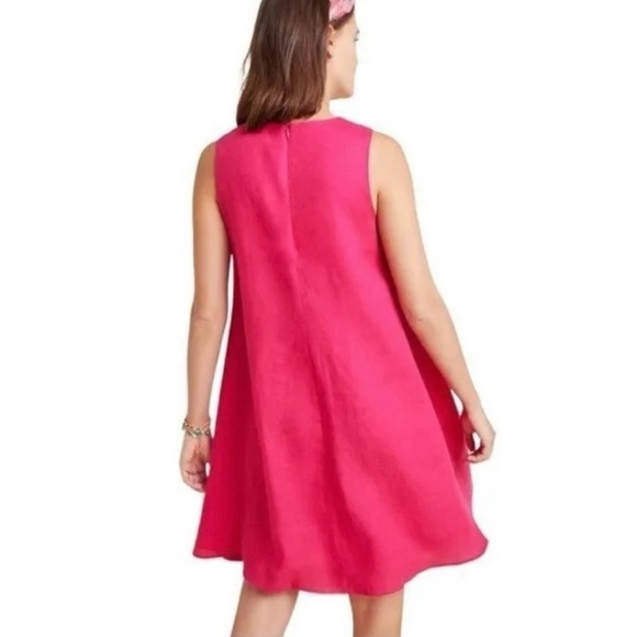 Maeve Anthropologie Pink Sleeveless A-Line Dress size small Linen - Picture 2 of 12